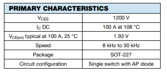 IGBT模塊VS-GT100DA120UF主要特點 IGBT模塊VS-GT100DA120UF主要特點